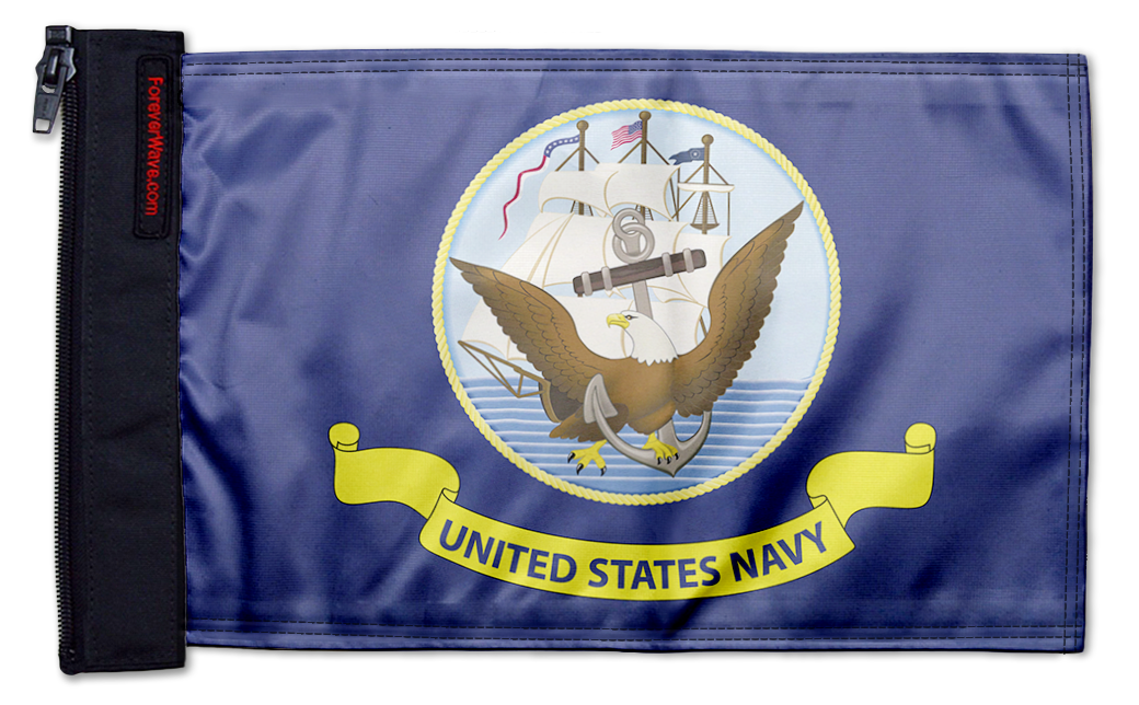 Navy 12"x18" Forever Wave Flag for Jeep Wrangler JK 2-Door 2007-2018