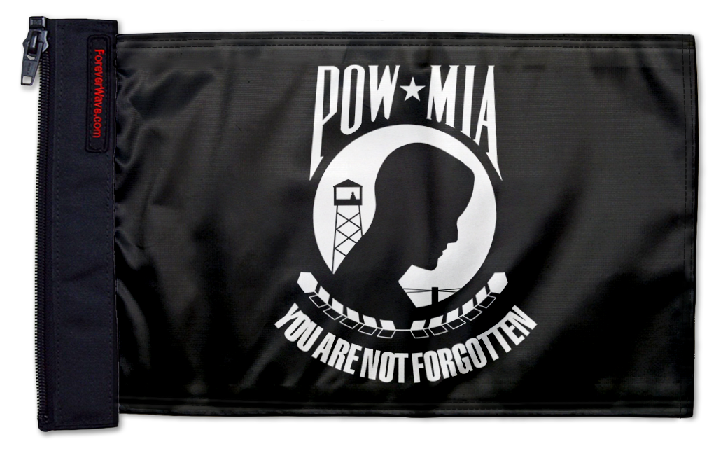 POW MIA 12"x18" Forever Wave Flag for Jeep Wrangler JLU 4-Door 2018-Present