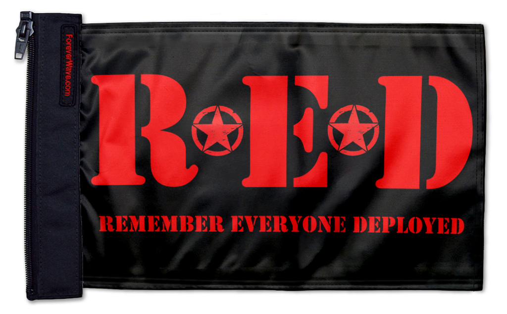 Remember Everyone Deployed 12"x18" Forever Wave Flag for Golf Carts