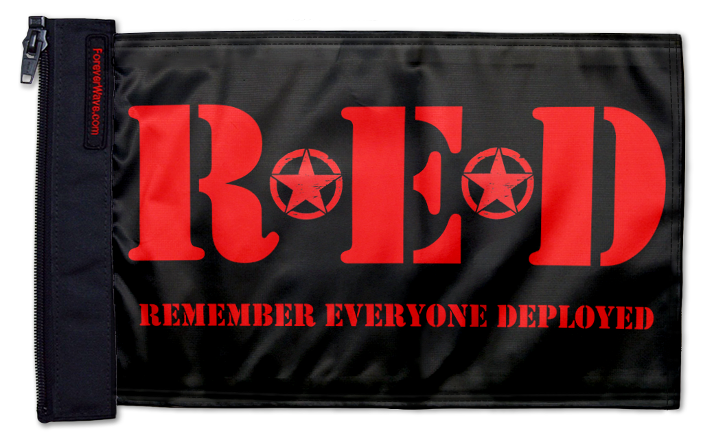 Remember Everyone Deployed 12"x18" Forever Wave Flag for Jeep Wrangler JK 2-Door 2007-2018