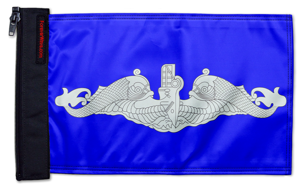 Submarine Silver Dolphins 12"x18" Forever Wave Flag for Jeep Wrangler JKU 4-Door 2007-2018