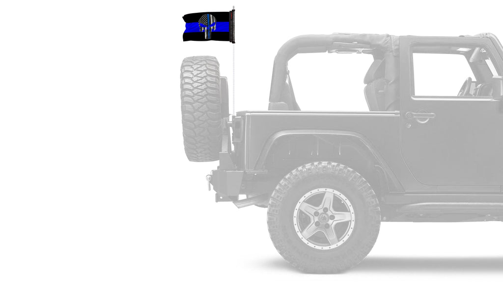 Thin Blue Line Punisher 12"x18" Forever Wave Flag