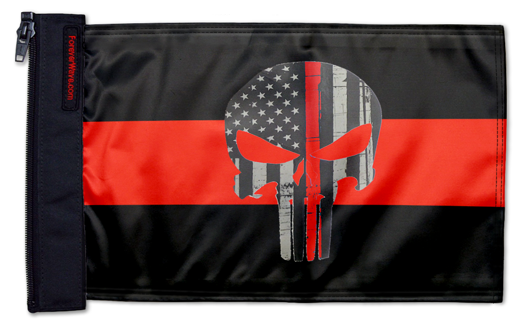 Thin Red Line Punisher 12"x18" Forever Wave Flag for Boats