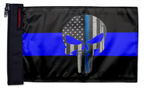 Thin Blue Line Punisher 12"x18" Forever Wave Flag for Jeep Wrangler CJ-7 and CJ-8 1976-1986