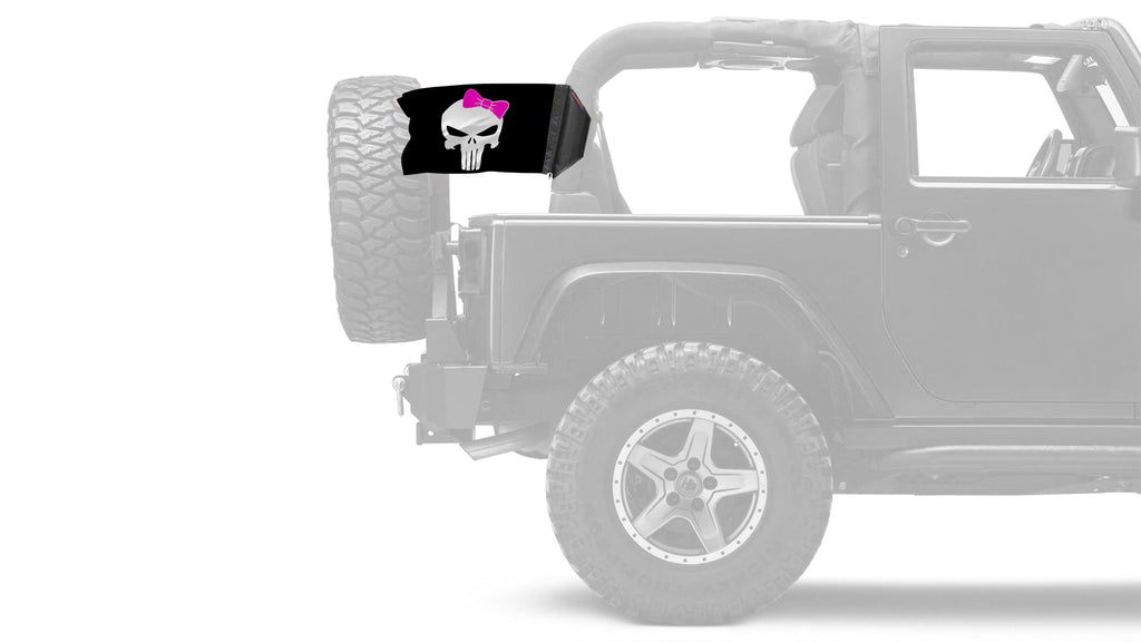 Punisher Pink Ribbon 12"x18" Forever Wave Flag for Jeep Wrangler LJ 2003-2006
