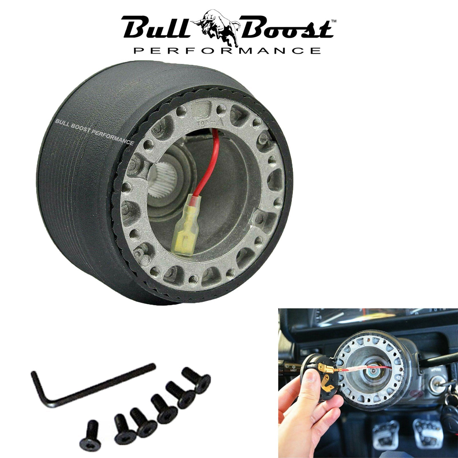 Quadro Flat Steering Wheel Hub Adapter Kit For 96-06 Civic, Prelude, S2000, Accord, RSX USA - Bull Boost Performance