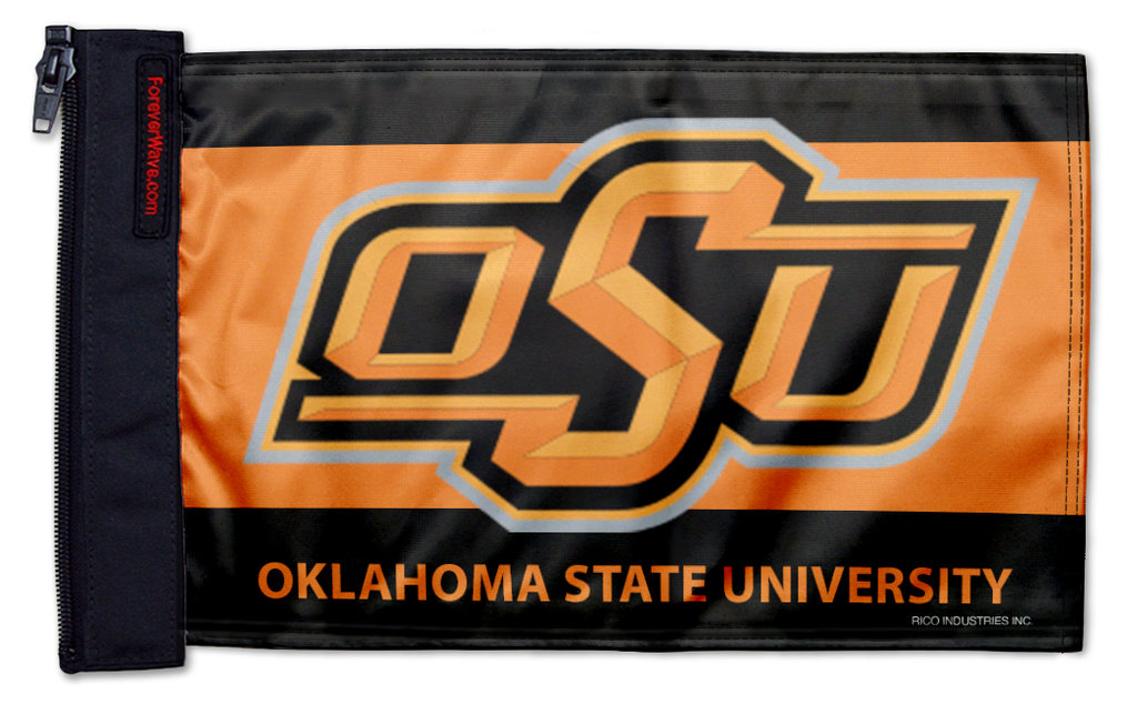 Oklahoma State 11"x17" Forever Wave Flag for Jeep Wrangler JKU 4-Door 2007-2018