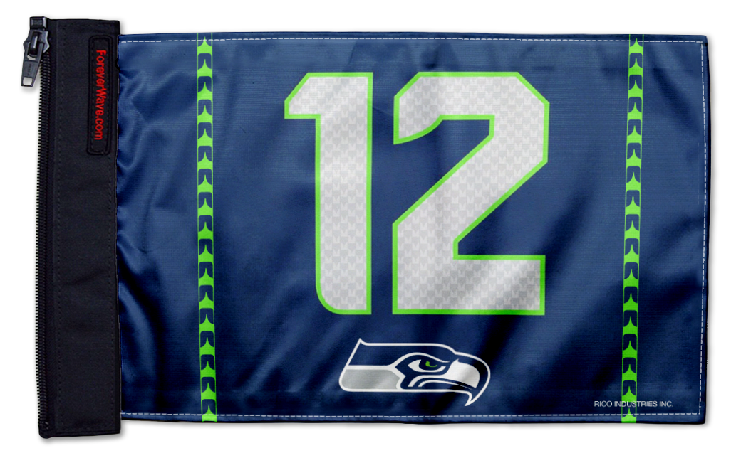 Seattle Seahawks 12th Man 11"x17" Forever Wave Flag for Jeep Wrangler LJ 2003-2006