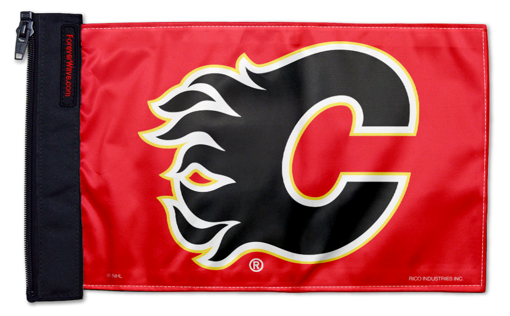 Calgary Flames 11"x17" Forever Wave Flag for Jeep Wrangler CJ-7 and CJ-8 1976-1986