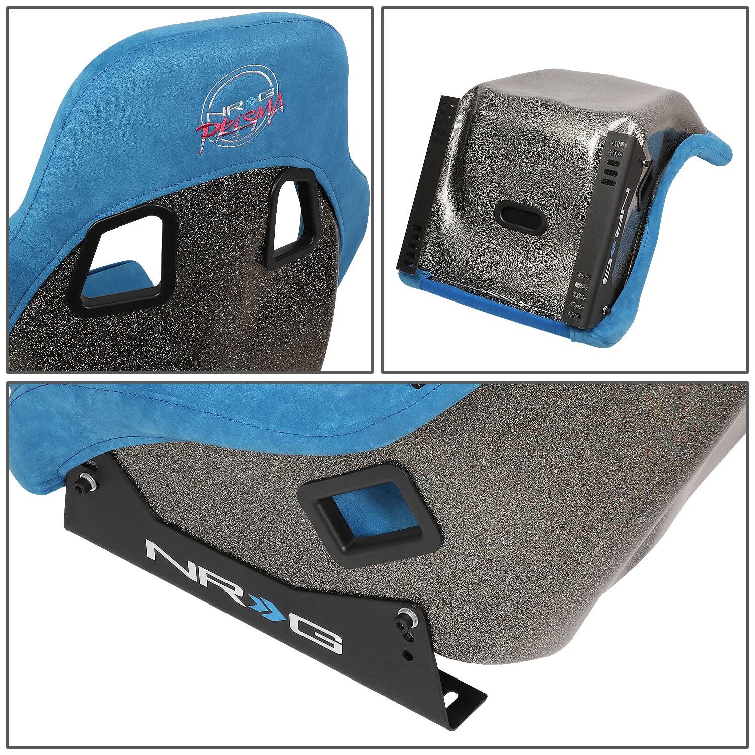 Prisma Ultra Style Fixed Back Bucket Racing Seat Blue Alcantara - FRP