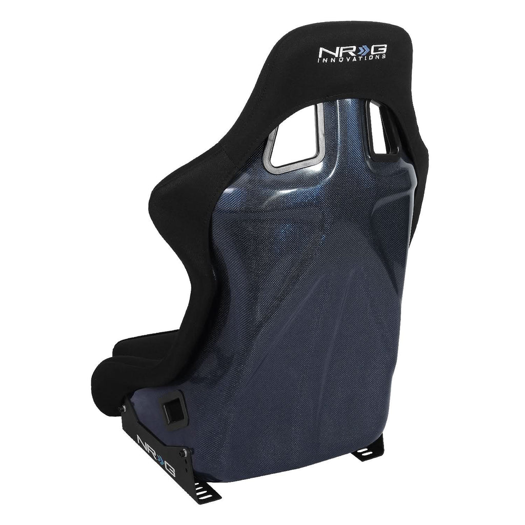 Universal NRG Black Fabric Blue Carbon Bucket Racing Seat Large