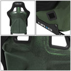 Bucket Racing Seat Large Fiberglass Carbon Fiber Black Green
