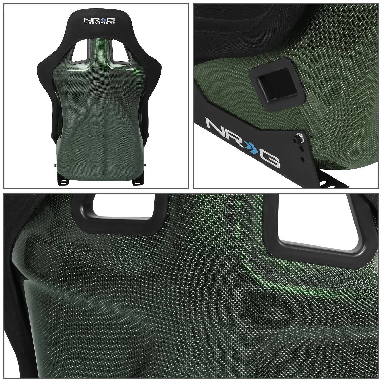 Bucket Racing Seat Large Fiberglass Carbon Fiber Black Green