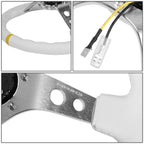 Universal 350MM Deep Dish Steering Wheel White Leather Silver Center