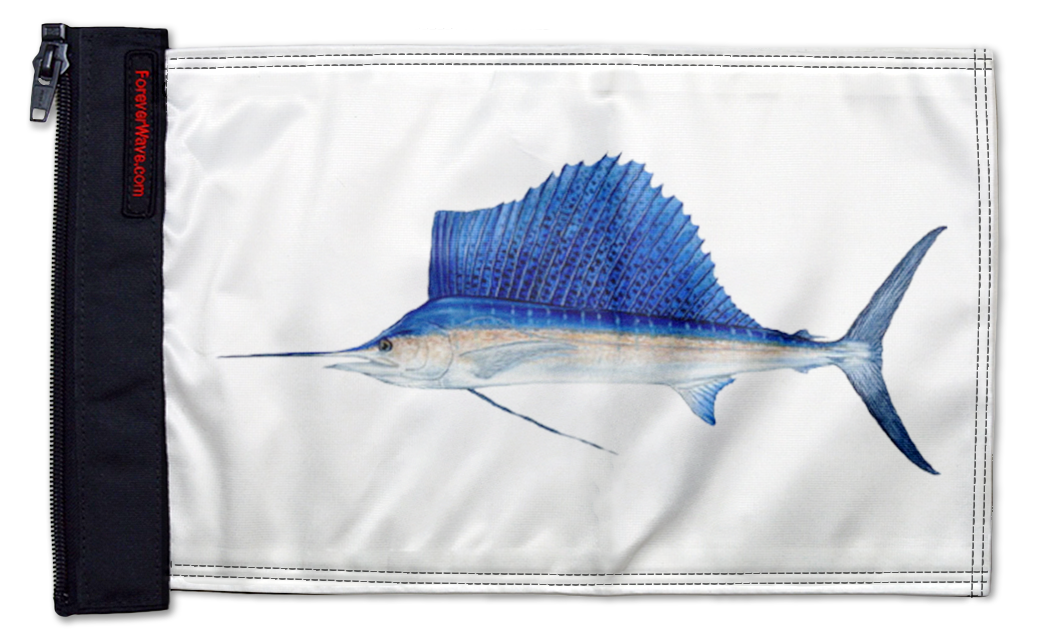 Sailfish 12"x18" Forever Wave Flag for Jeep Wrangler YJ 1986-1995