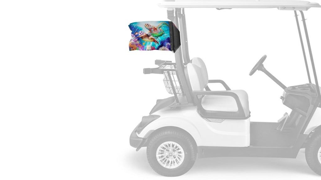 Sea Turtles 12"x18" Forever Wave Flag for Golf Carts