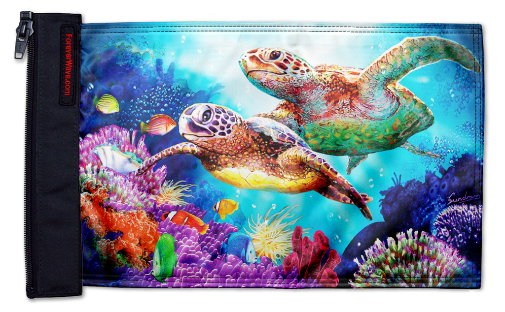 Sea Turtles 12"x18" Forever Wave Flag for Boats