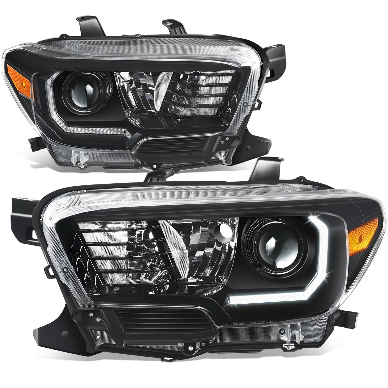 2016-2023 Toyota Tacoma OE Style LED DRL Headlights - Black Housing