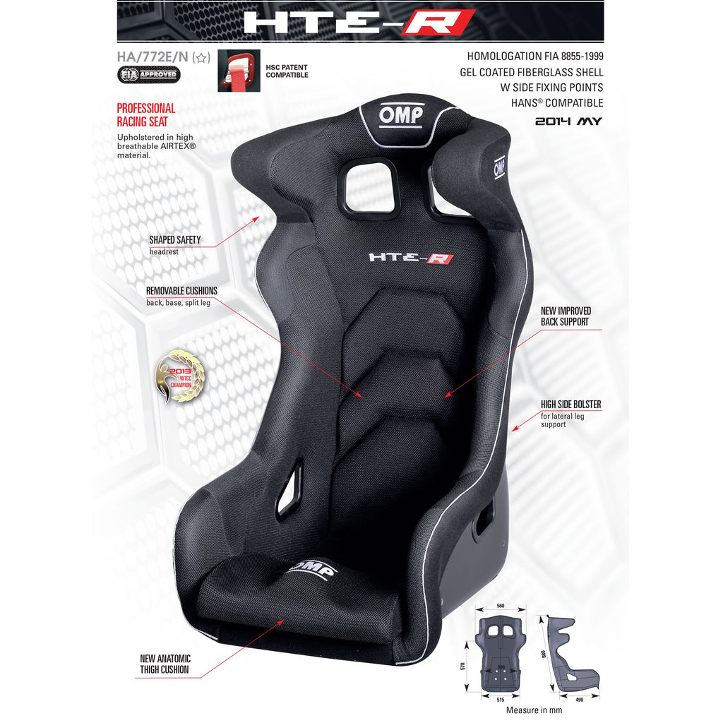 OMP HTE Series Fiberglass Seat - Black