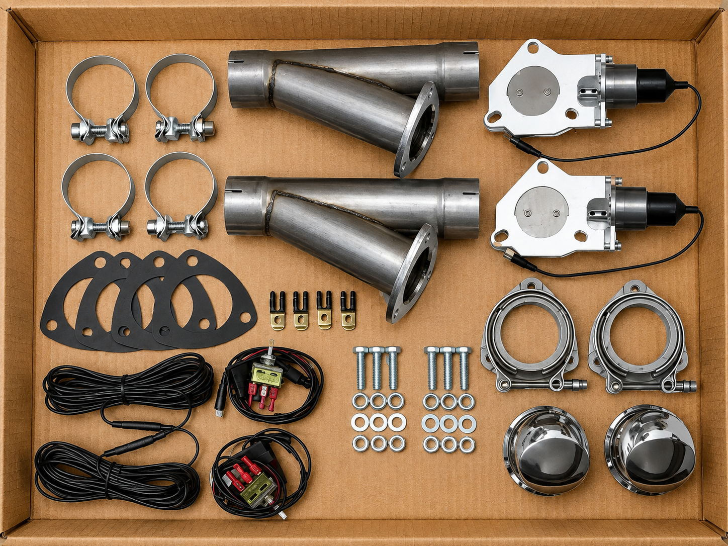 OPEN BOX 2.25" MILD STEEL EXHAUST CUTOUT- DUAL SLIP FIT - Granatelli Motor Sports