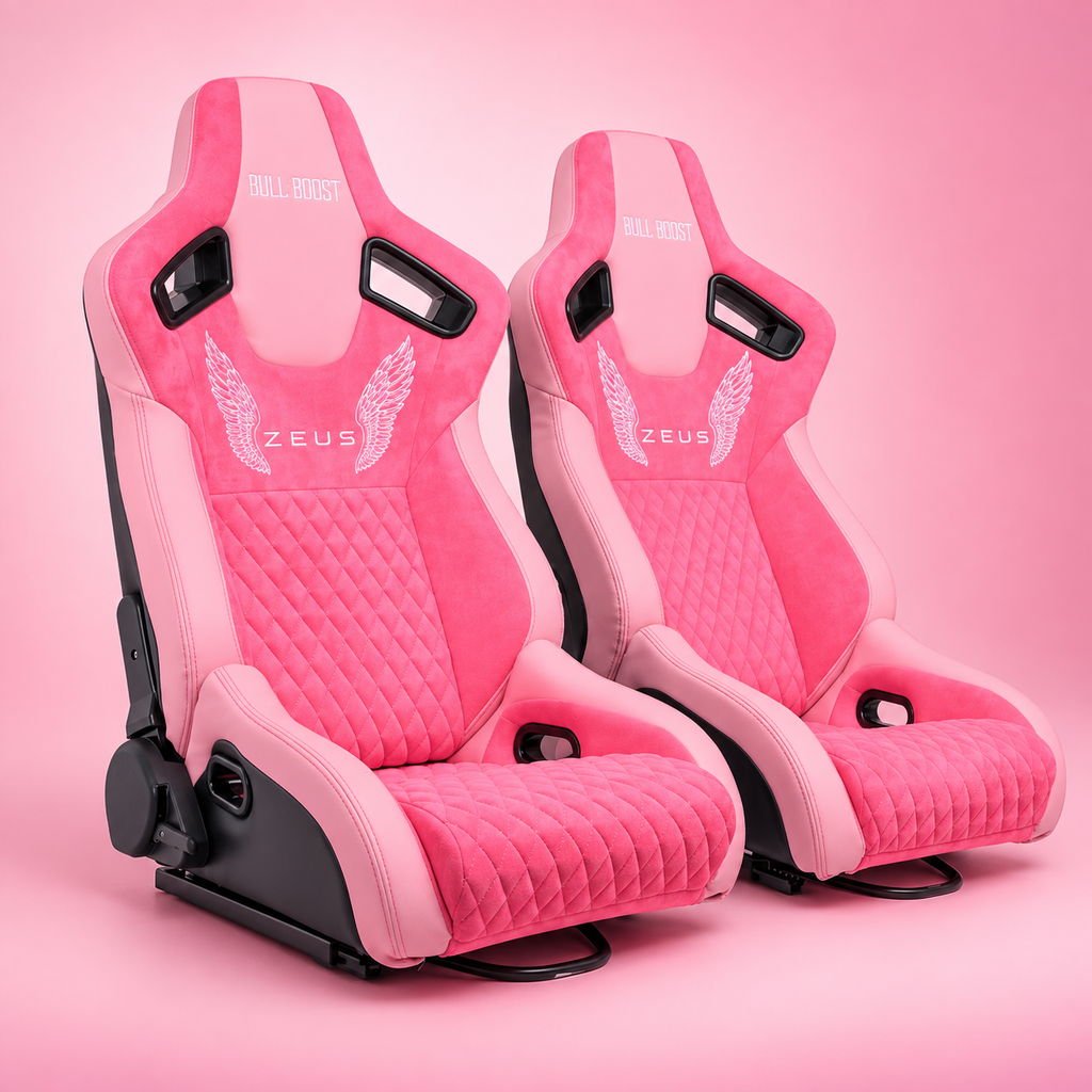 ZUES Collection Pink Bull Boost Reclinable Adjustable Racing Bucket Seat