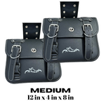 Motorcycle Saddlebags with Cupholders - Black Pair