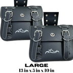 Motorcycle Saddlebags with Cupholders - Black Pair