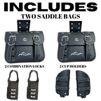 Motorcycle Saddlebags with Cupholders - Black Pair