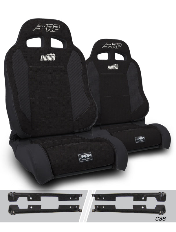 PRP EnduroTrek Reclining Suspension Seats Kit for Jeep Wrangler JK/JKU (Pair) - Black