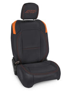 PRP Jeep Wrangler JL Front Seat Covers - 2 door- with Pocket Back (Pair) - Black/Orange