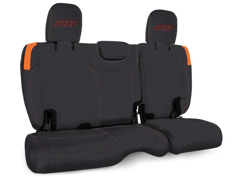 PRP Jeep Wrangler JL Rear Bench Covers - 2 door - Black/Orange