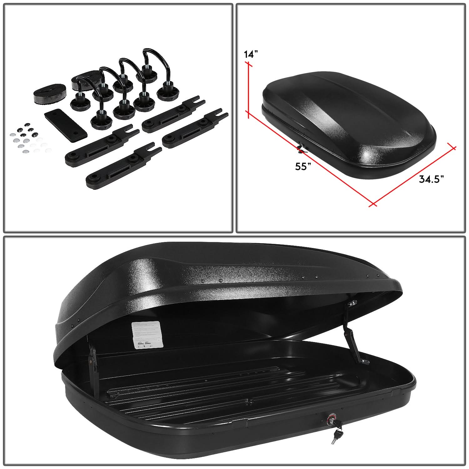 Universal Roof Rack Cargo Box - 139cm 360L 110lbs Capacity