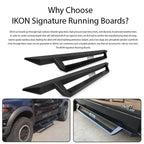 2007-2019 Chevy Silverado GMC Sierra IKON V1 Black Running Board Steel