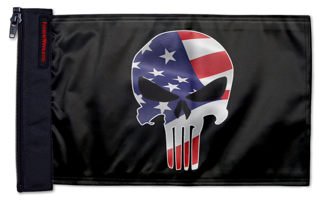 Punisher USA 12"x18" Forever Wave Flag for Jeep Wrangler JLU 4-Door 2018-Present