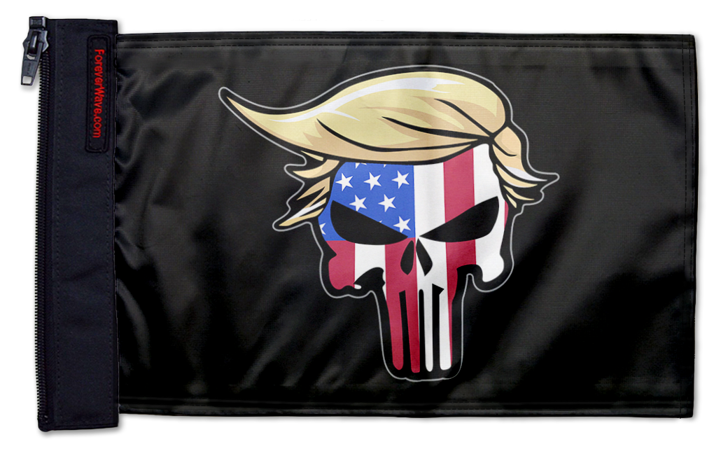 Trump Punisher 12"x18" Forever Wave Flag for Jeep Wrangler LJ 2003-2006