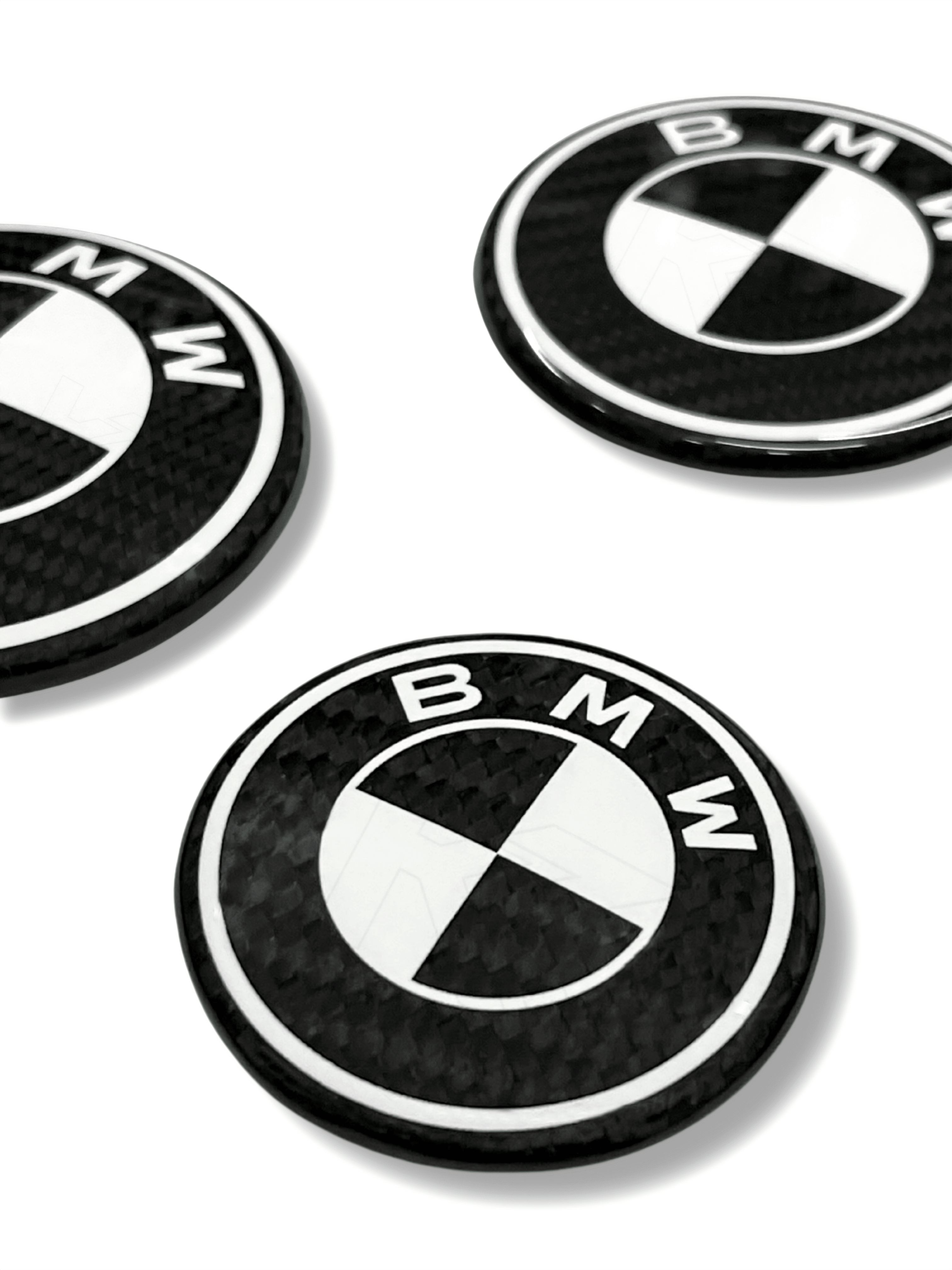 BMW Roundel Emblem Covers - Full Carbon Fiber Black and White Style