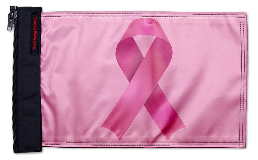 Pink Ribbon 12"x18" Forever Wave Flag for Jeep Wrangler JKU 4-Door 2007-2018