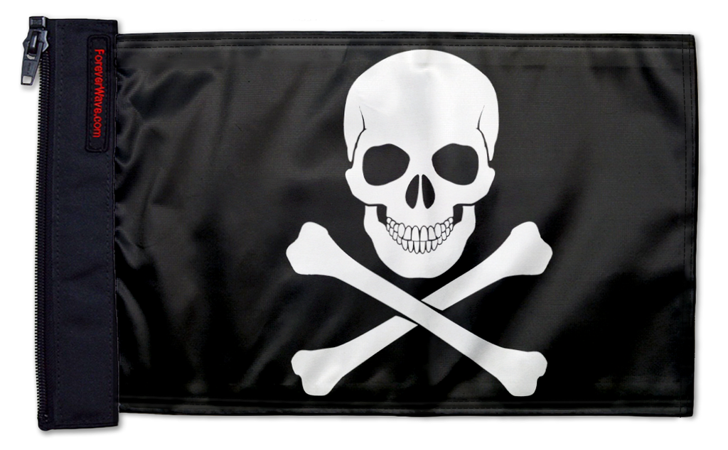 Jolly Roger 12"x18" Forever Wave Flag for Jeep Wrangler YJ 1986-1995