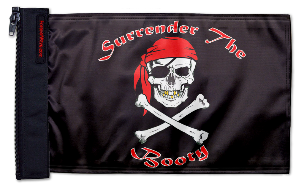 Surrender The Booty 12"x18" Forever Wave Flag for Jeep Wrangler JLU 4-Door 2018-Present