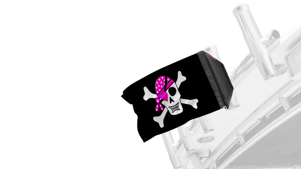 Pink Pirate 12"x18" Forever Wave Flag for Boats