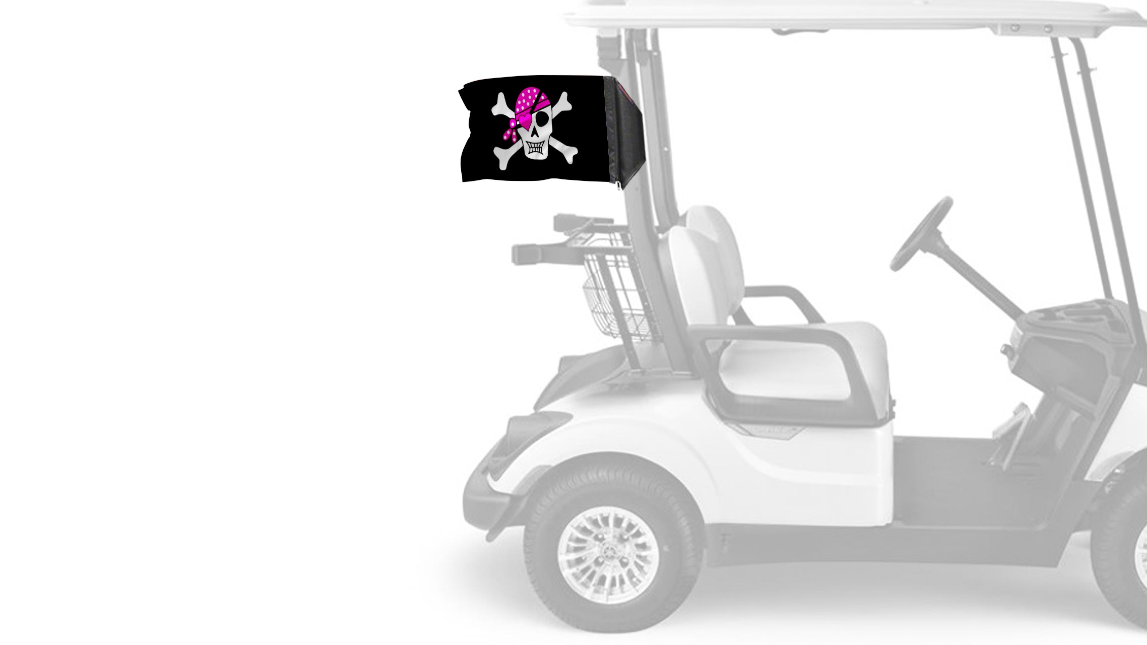 Pink Pirate 12"x18" Forever Wave Flag for Golf Carts