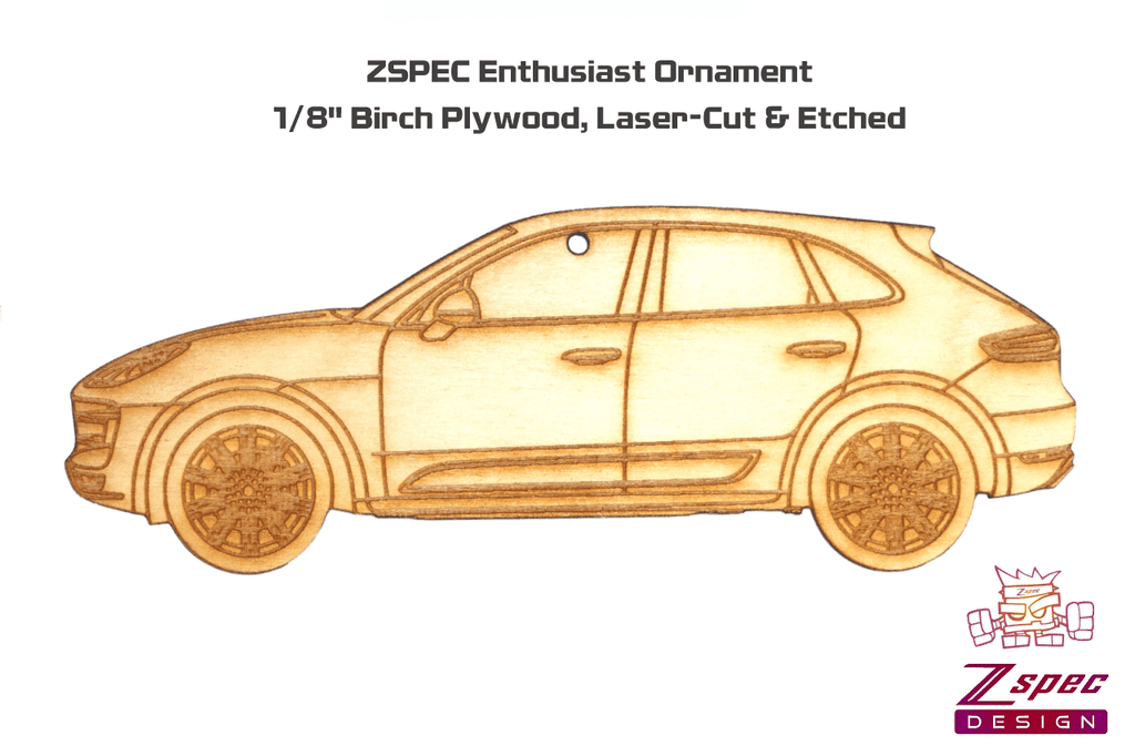 ZSPEC Laser-Engraved Birch Ornament, Style: Porsche Cayenne S, ~5-inch Wide