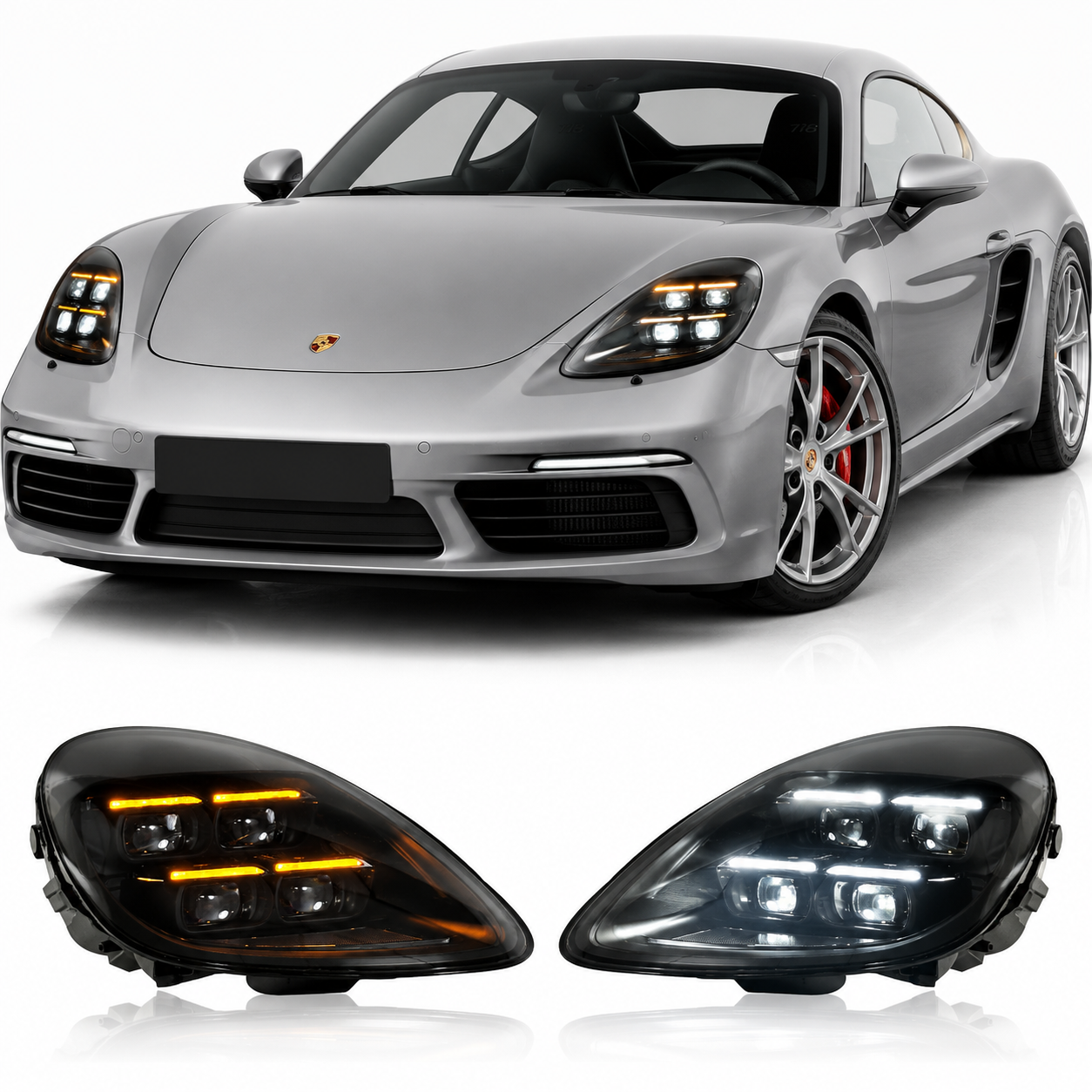 LED Matrix Style Headlights Assembly for Porsche Cayman Boxster 718 982 982C (2016–2023)