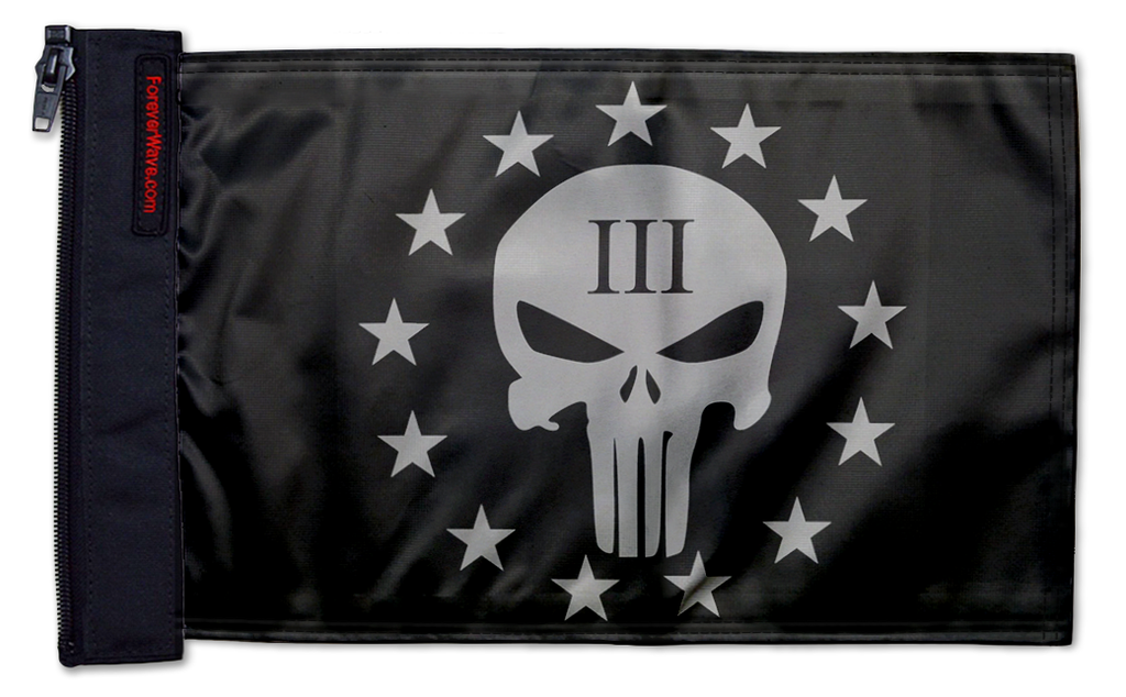 Punisher Three Percenter 12"x18" Forever Wave Flag for Boats