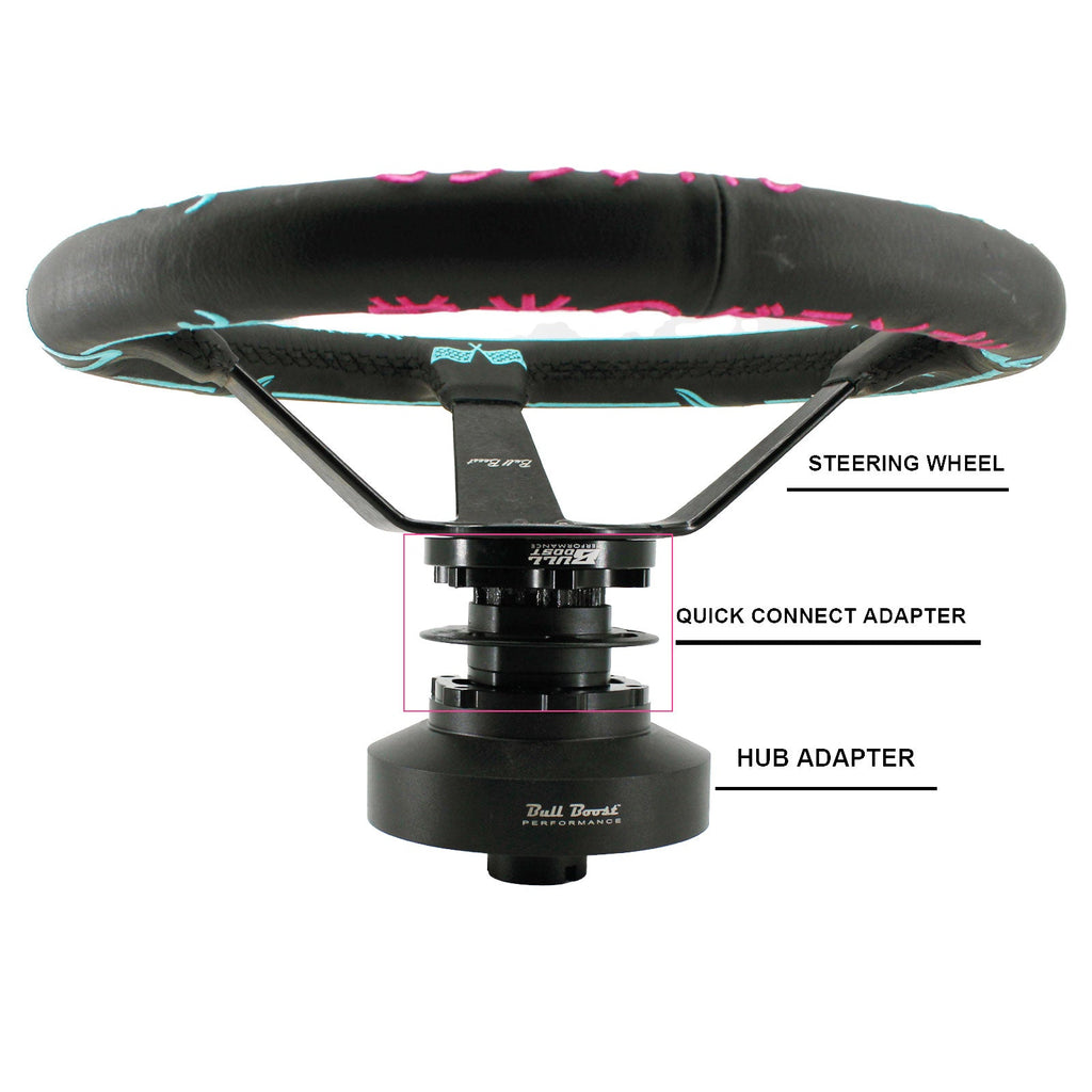 Universal Steering Wheel Quick Connect Release Hub Adapter 6 Bolt - Bull Boost Performance