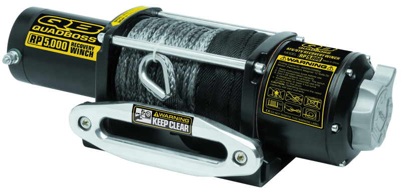 QuadBoss Winch Kit - 50ft Synthetic Rope - 3.8hp - Hawse Fairlead - Wireless Remote - 5000lb