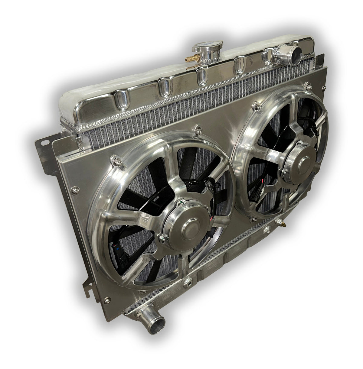ECP 26" Aluminum Big Block Mopar Radiator - Dual 13" 3600 CFM Fans - Massive Dual 1-1/4" Tubes - Engineered Cooling Products