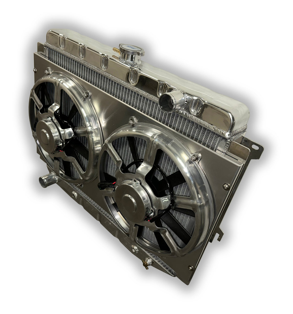 ECP 26" Aluminum Big Block Mopar Radiator - Dual 13" 3600 CFM Fans - Massive Dual 1-1/4" Tubes - Engineered Cooling Products