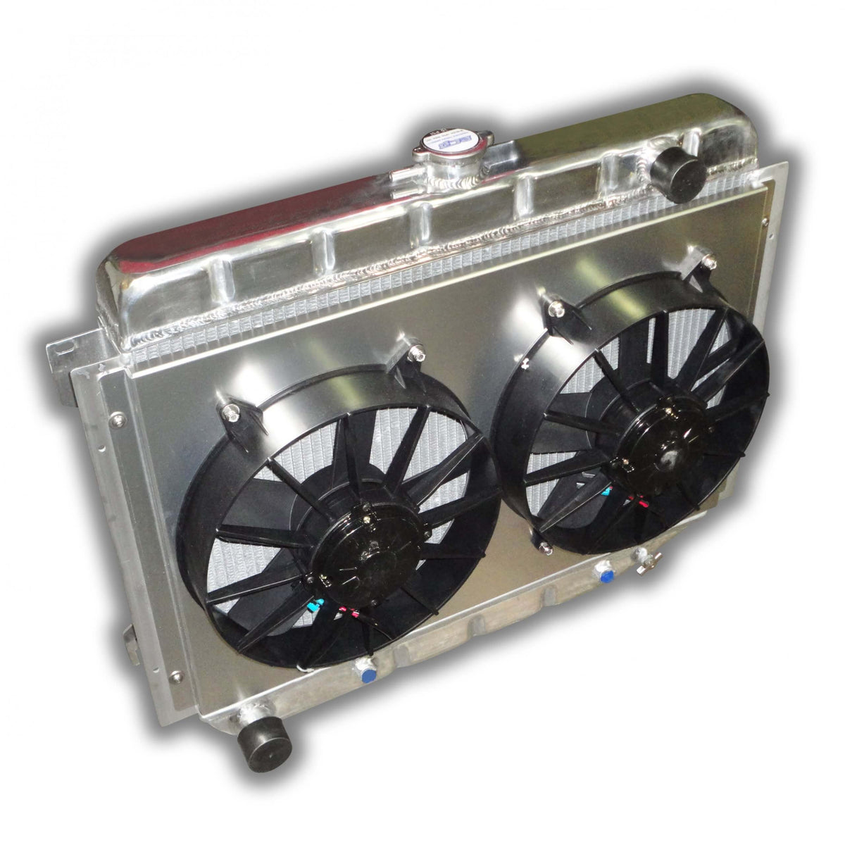 ECP 26" Big Block Mopar Radiator - Dual 11" HP Fans And Aluminum Shroud - Engineered Cooling Products