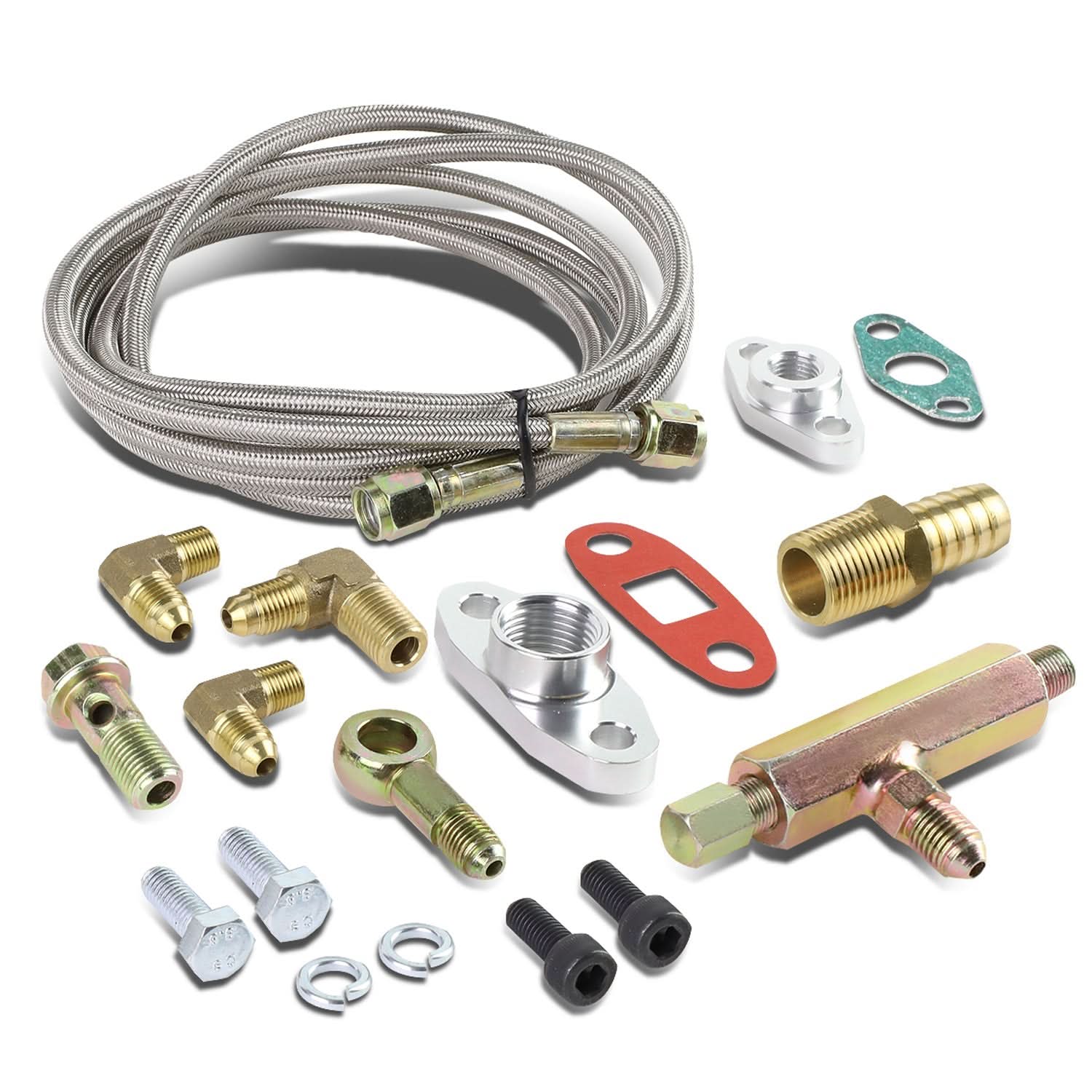 Type 12 Style Oil Feed and Drain Line Kit with Banjo Bolt